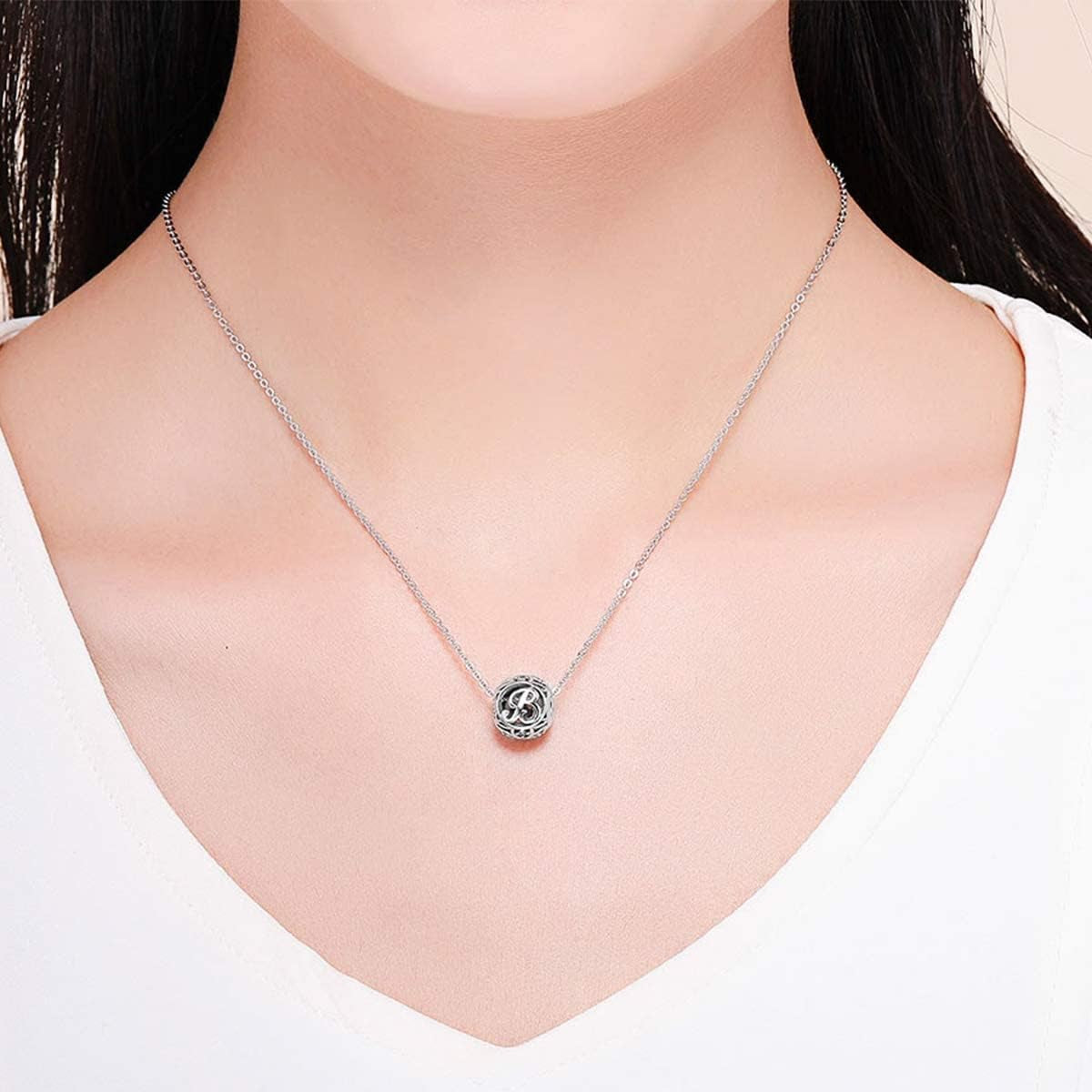 Letter Initial A-Z Alphabet Charm Dangle for Bracelet Necklace - 925 Sterling Silver CZ Beads Personalized Gift Jewelry