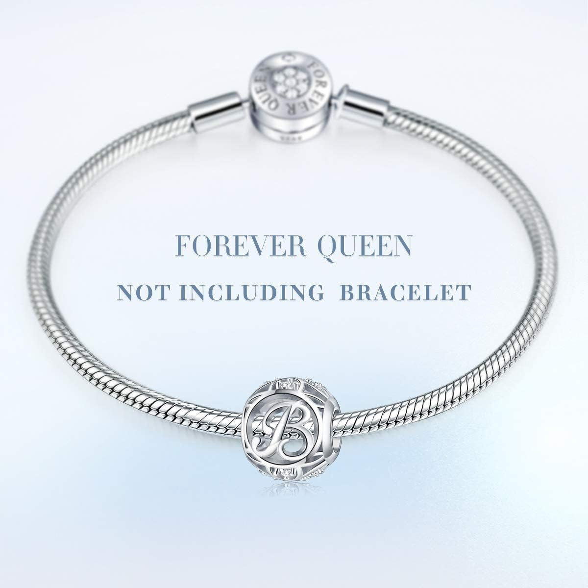 Letter Initial A-Z Alphabet Charm Dangle for Bracelet Necklace - 925 Sterling Silver CZ Beads Personalized Gift Jewelry